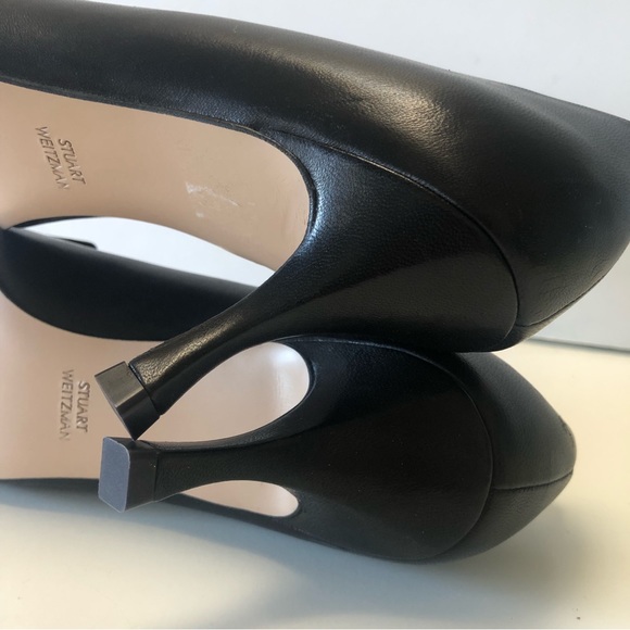 Stuart Weitzman Black Gamma 70 Two Tone Leather Point Toe Heel Pump Size 8.5 - Picture 9 of 11